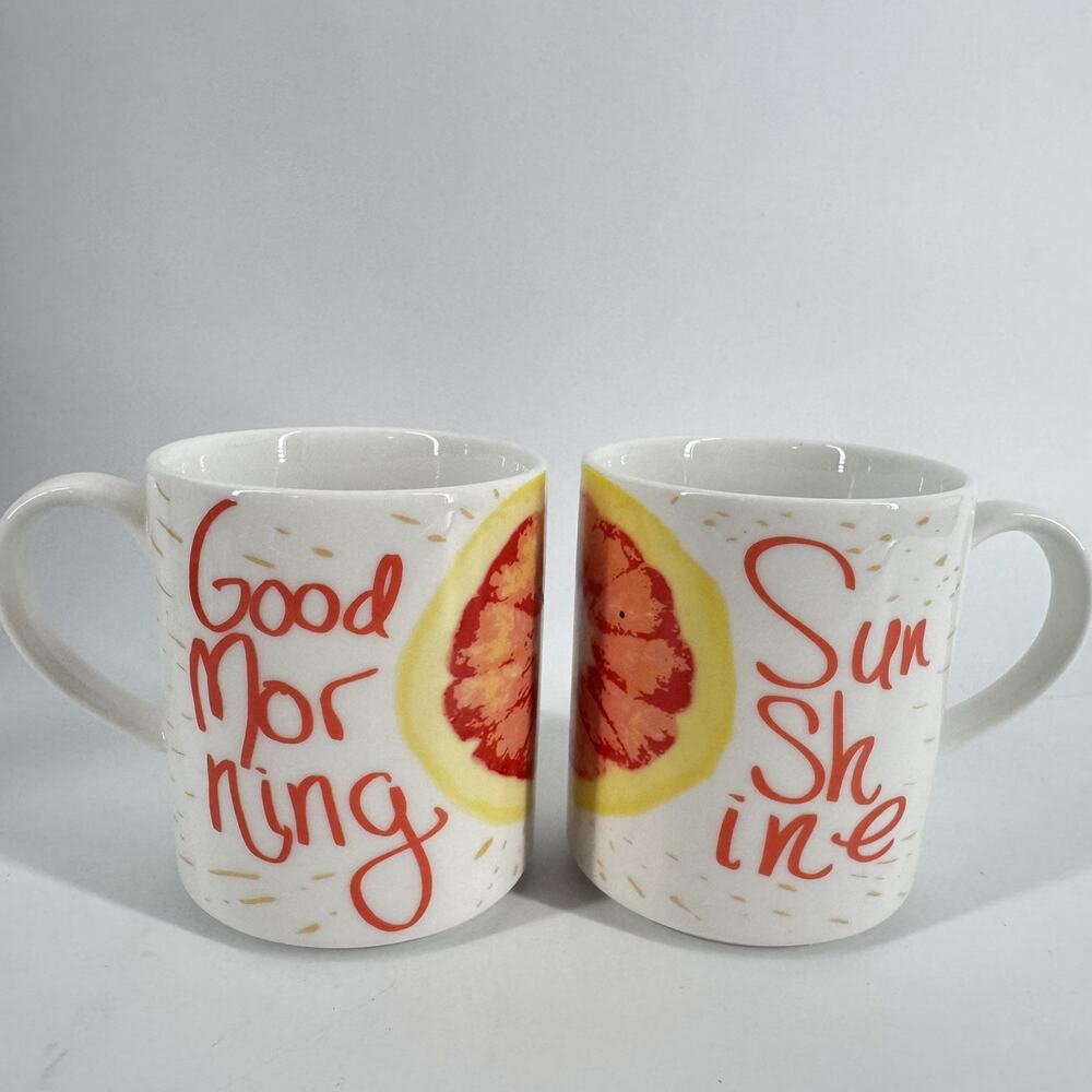 Lenox GOOD MORNING SUNSHINE Orange Grapefruit Mugs set of 2